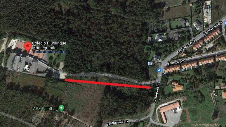 La carretera de acceso al Colegio Plurilingüe Montegrande (Google Maps-cedida).