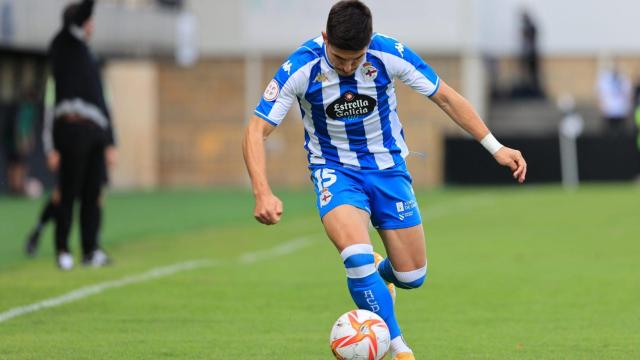 Víctor García en el partido ante el Real Unión de Irún.