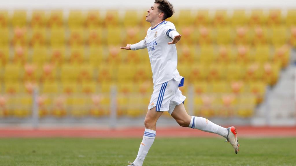Bruno Iglesias celebra un gol con el Real Madrid en la Youth League