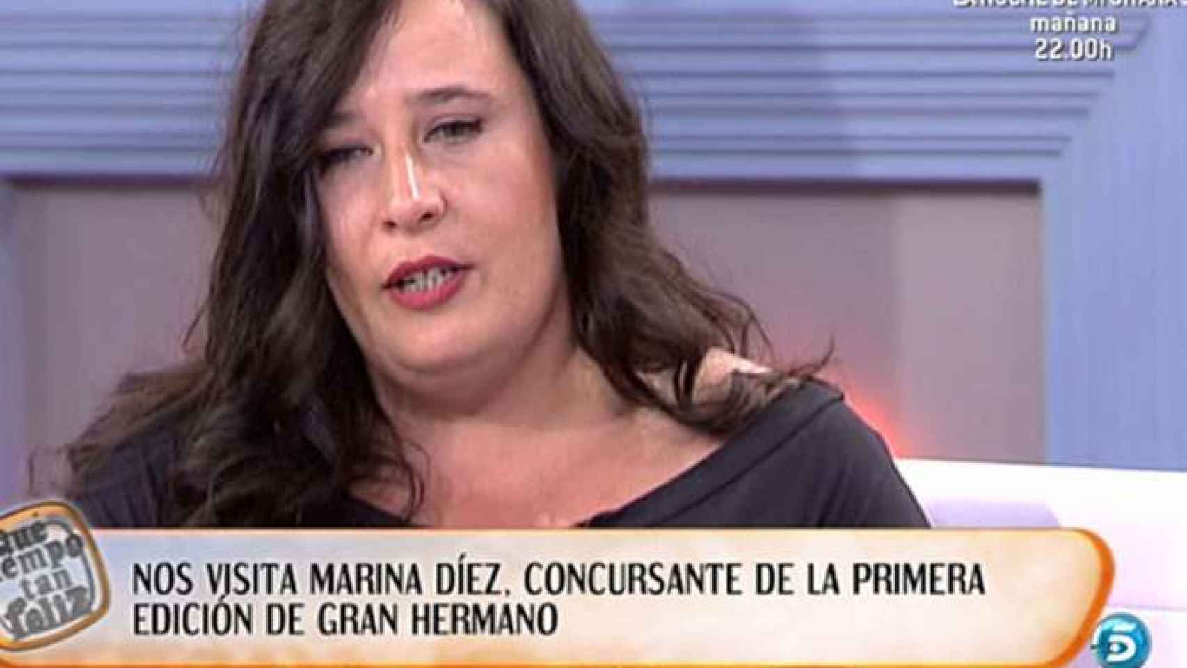 Marina Díez durante su visita al extinto programa de Telecinco 'Qué tiempo tan feliz'.