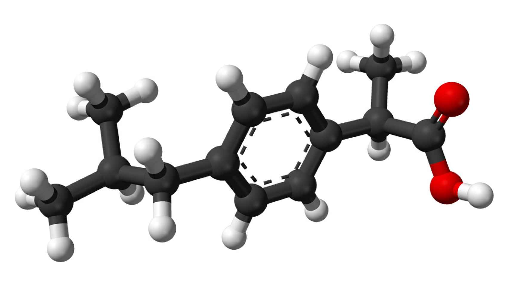 La molécula del ibuprofeno.