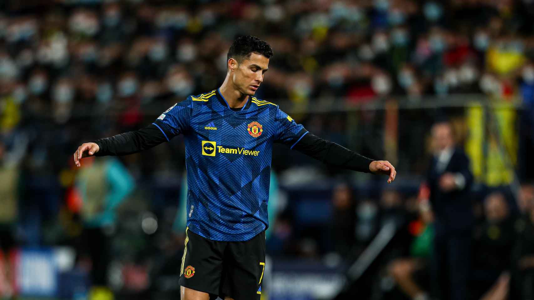 Cristiano Ronaldo, durante el partido de Champions League entre el Villarreal y el Manchester United.