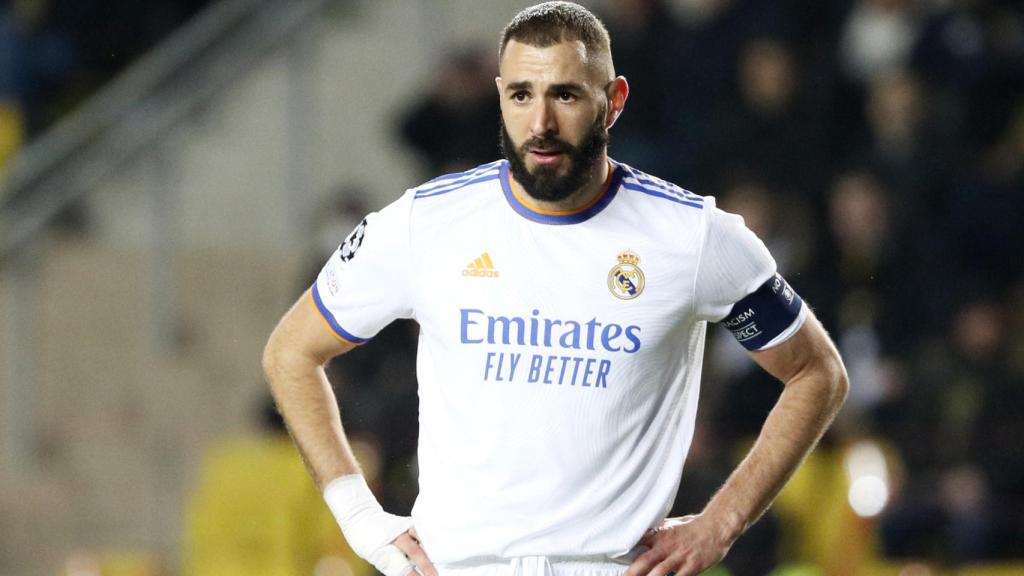 Karim Benzema, durante el partido ante el Sheriff Tiraspol