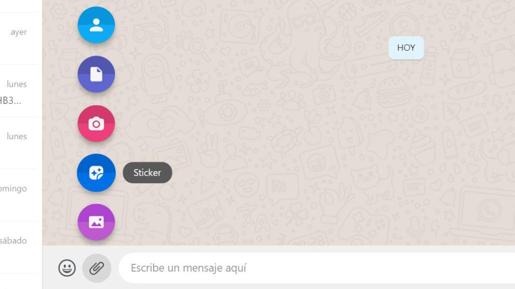 Botón para crear un sticker en WhatsApp