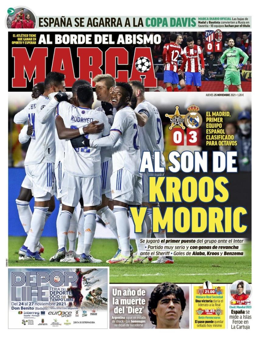 La portada del diario MARCA (25/11/2021)