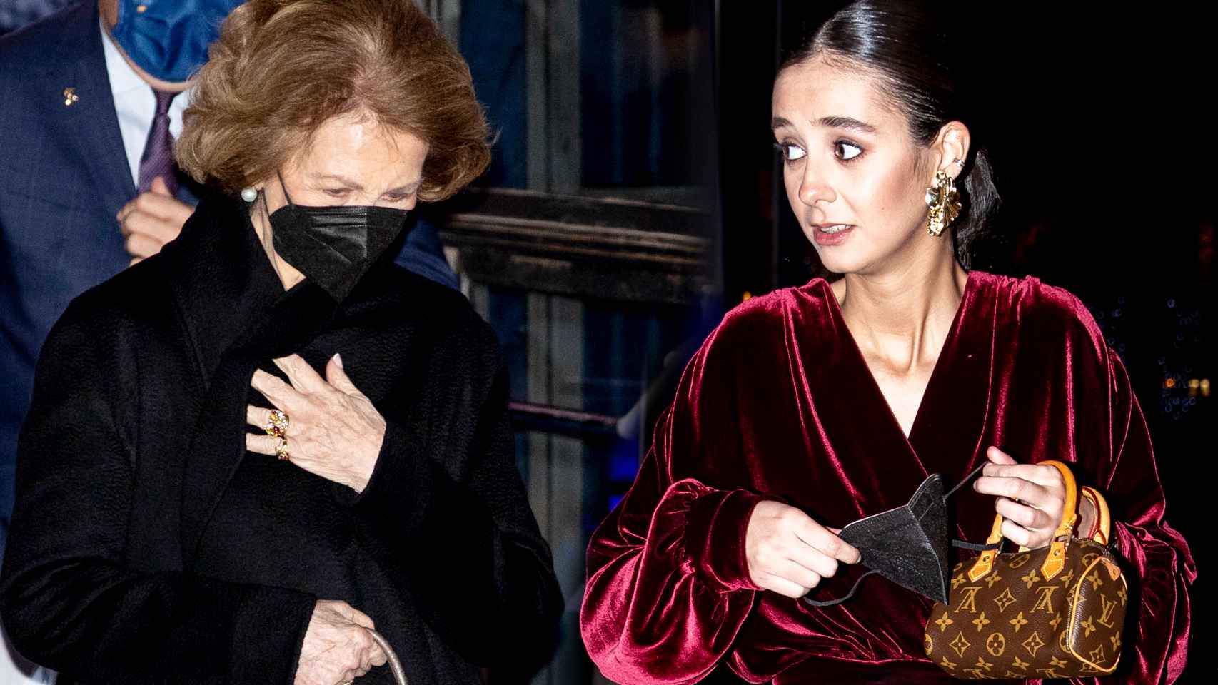 La reina Sofía y Victoria Federica de Marichalar, este miércoles por la noche en el Teatro Real.