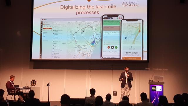 El CEO de SmartMonkey, Xavi Ruiz Royo, durante su participación en la 'pitch competition' de EIT InnoEnergy en el TBB 2021 en Berlín el pasado 3 de noviembre.