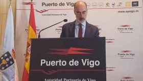 El presidente de la Autoridad Portuaria de Vigo, Jesús Vázquez Almuiña, durante una rueda de prensa.