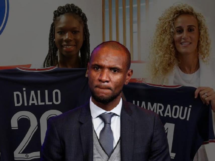 Abidal, Diallo y Hamraoui en un fotomontaje