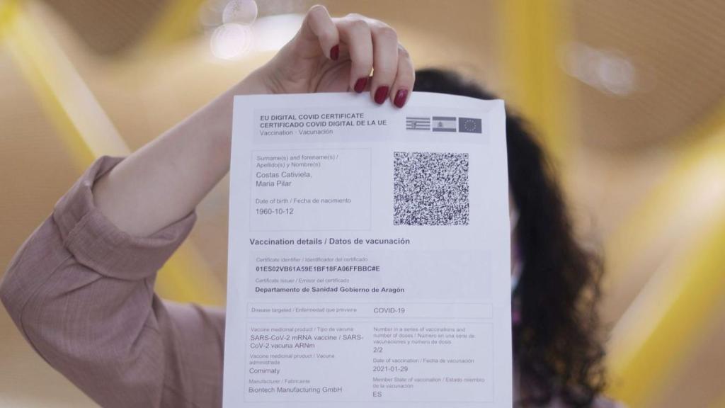 Ejemplo de pasaporte Covid mostrado por la Generalitat valenciana.