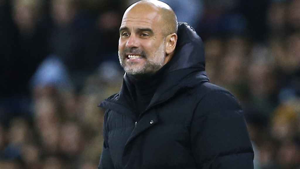 Pep Guardiola, en un partido del Manchester City de la temporada 2021/2022