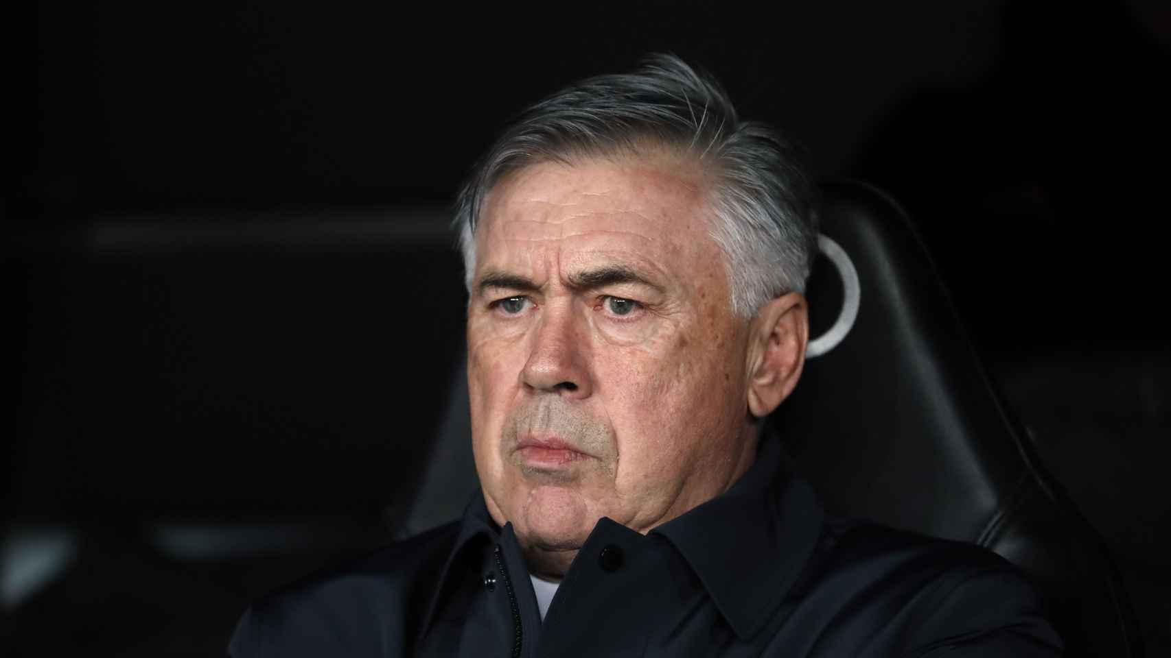 Carlo Ancelotti, en el banquillo del Santiago Bernabéu