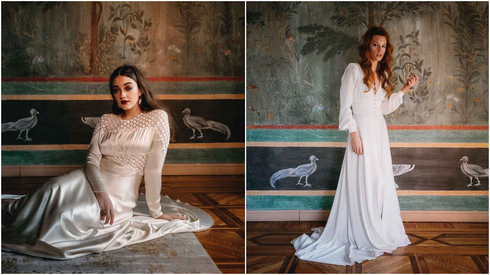 Dos vestidos nupciales diferentes diseñados por Laura Escribano.
