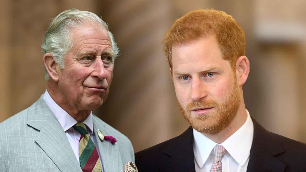 El príncipe Carlos y Harry en un fotomontaje de EL ESPAÑOL.