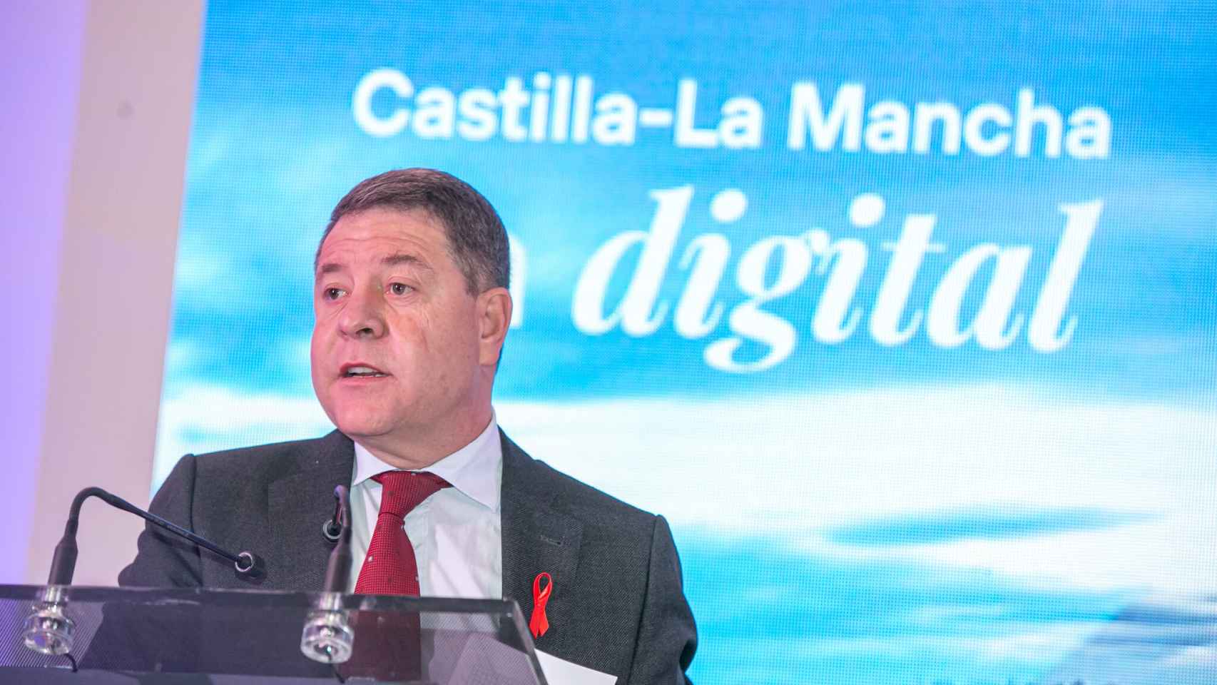 El presidente de Castilla-La Mancha, Emiliano García-Page, este miércoles en una jornada de Telefónica