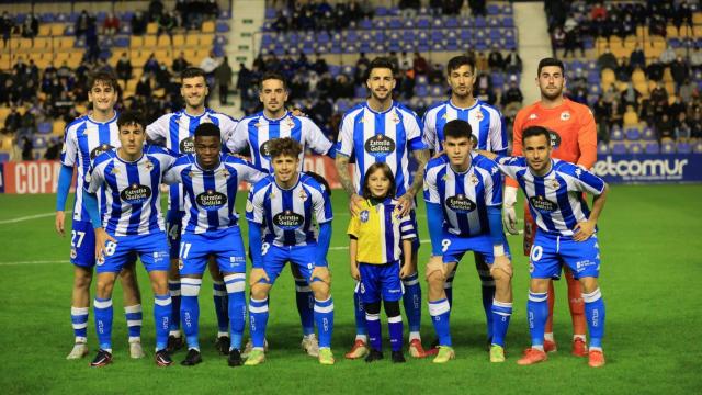 Once del Deportivo en el partido ante el Ucam