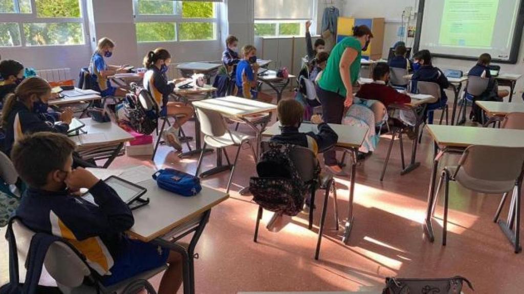Un aula de un colegio en Cataluña.