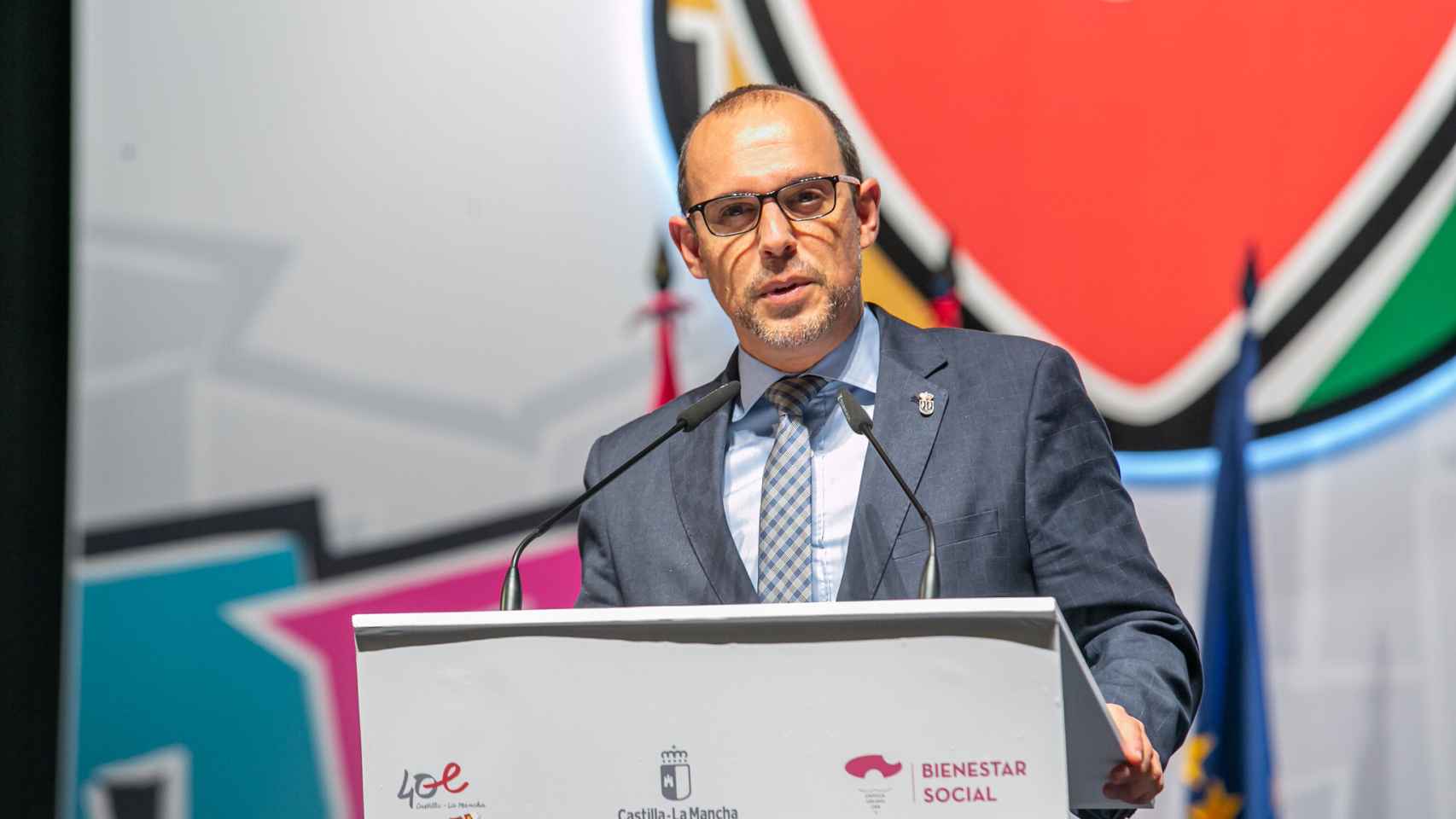 Pablo Bellido, presidente de las Cortes de Castilla-La Mancha, durante su intervención