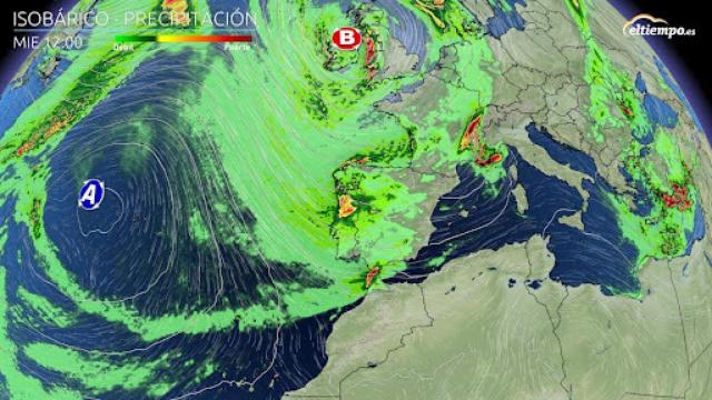 Simulación de la ciclogénesis sobre España. Eltiempo.es