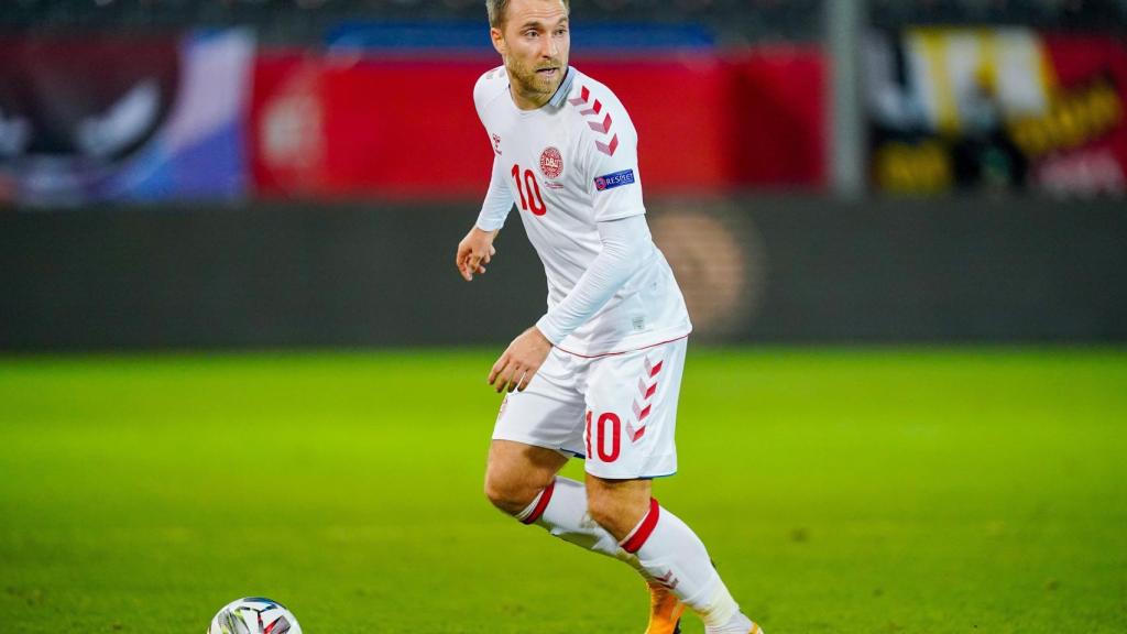 Christian Eriksen durante un partido con la selección de Dinamarca