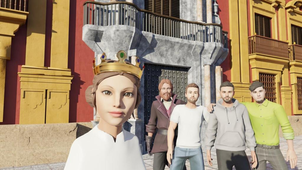 El avatar de Isabel la Católica se toma un selfie con el equipo de Biznaga, el anterior proyecto de los fundadores de Beemeral.