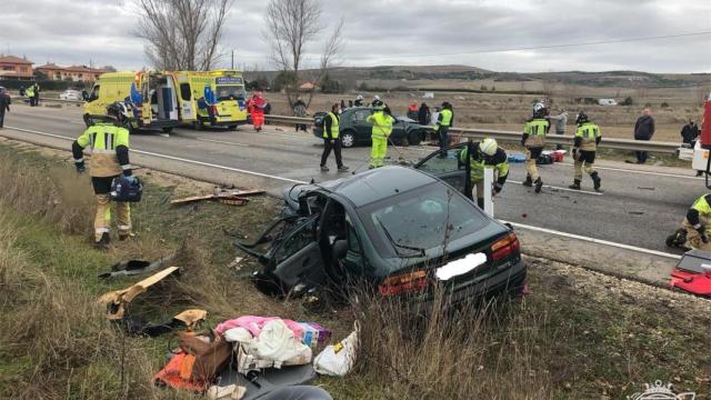 Accidente sucedido sobre la una de la tarde en Quintanilla Vivar