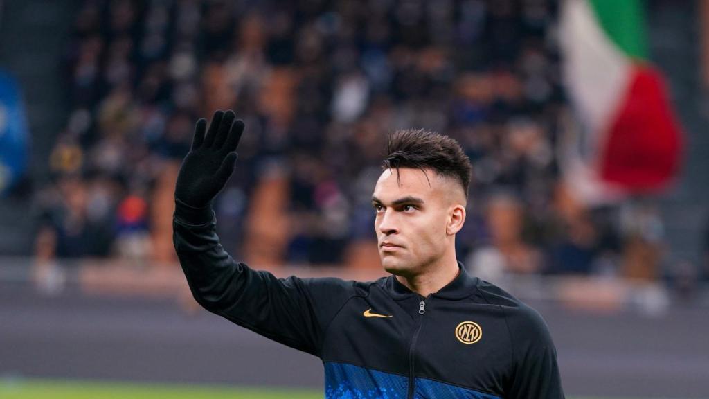 Lautaro Martínez, antes de un partido con el Inter de Milán.