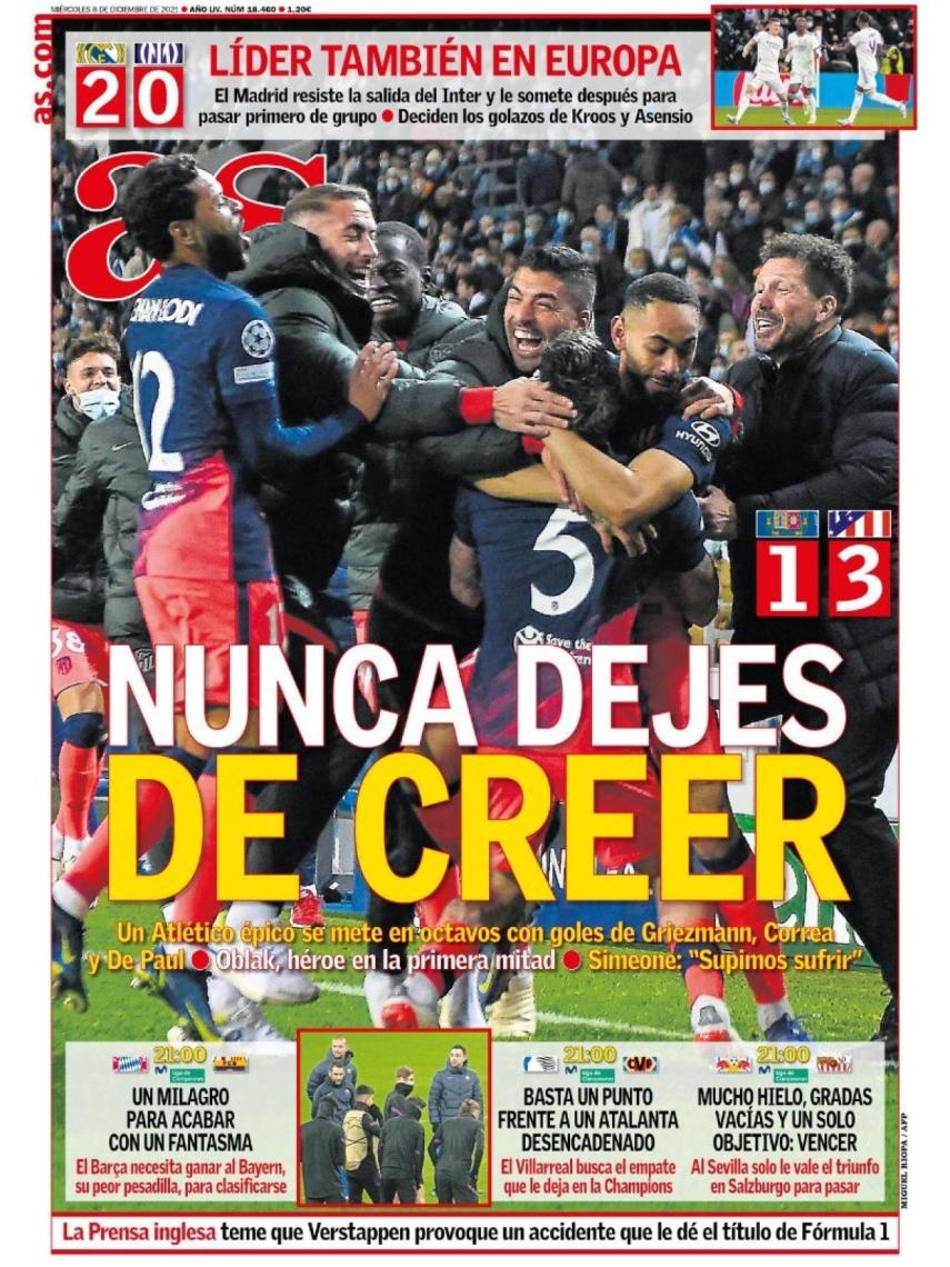 La portada del diario AS (08/12/2021)