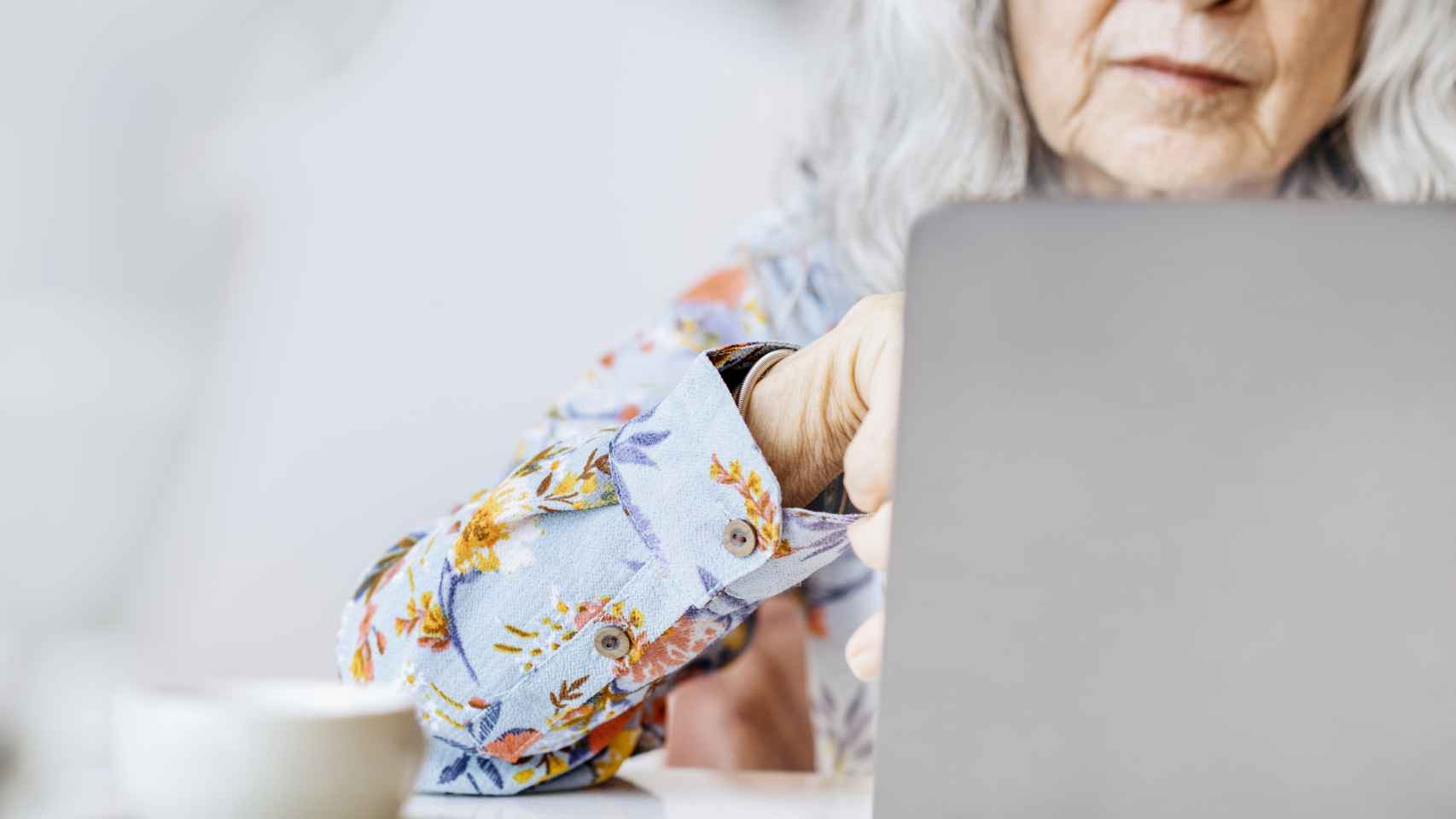 Una mujer mayor utiliza un ordenador