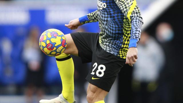 César Azpilicueta, durante un calentamiento de un partido con el Chelsea FC.