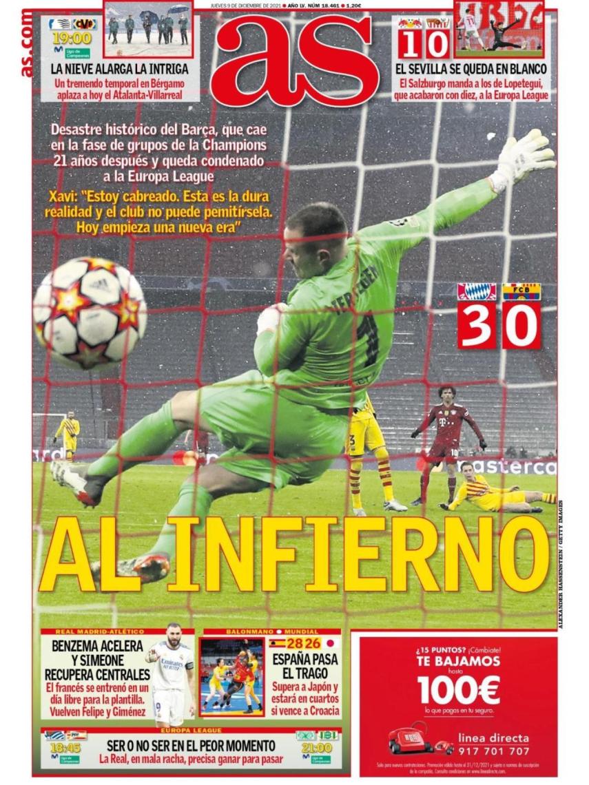 La portada del diario AS (09/12/2021)