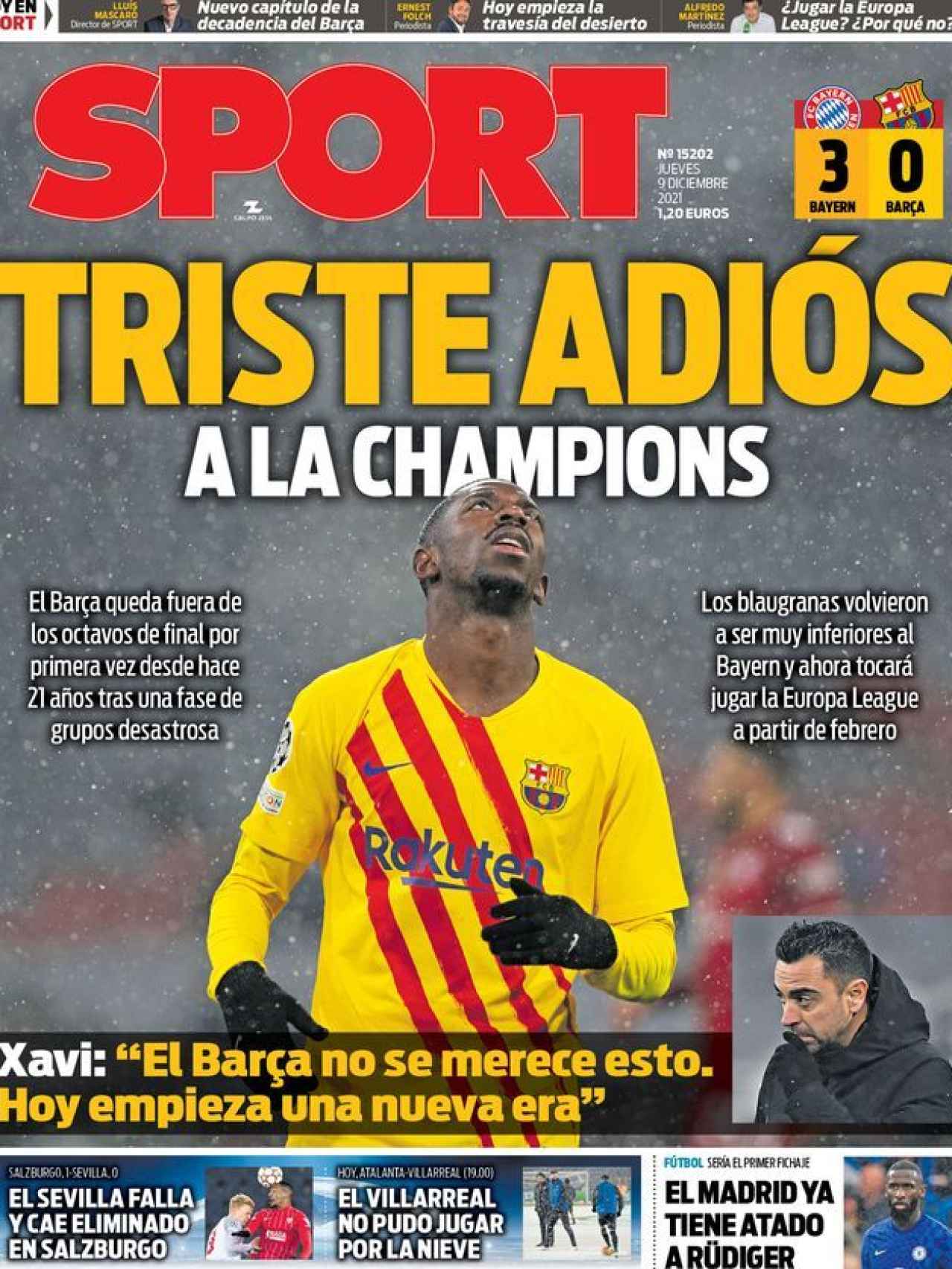 La portada del diario Sport (09/12/2021)