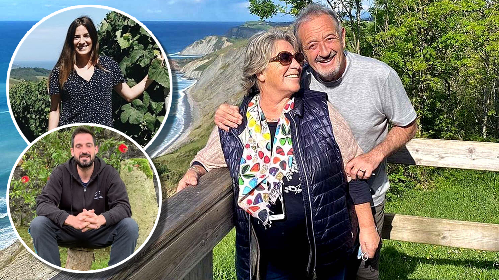 Amaia y Joseba Arguiñano, junto a una fotografía de sus padres, Karlos Arguiñano y Luisi Ameztoy.