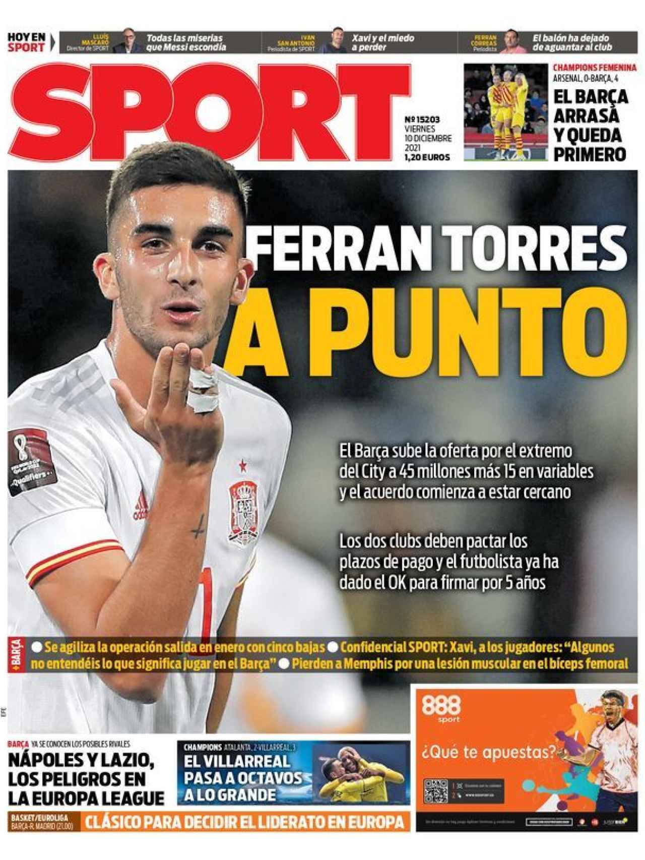 La portada del diario Sport (10/12/2021)