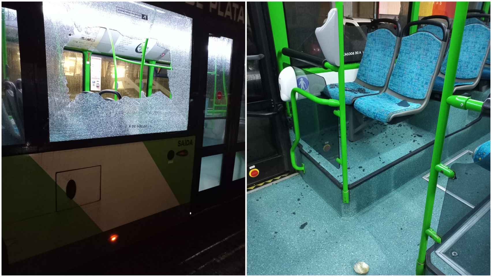 Autobús de Vitrasa atacado