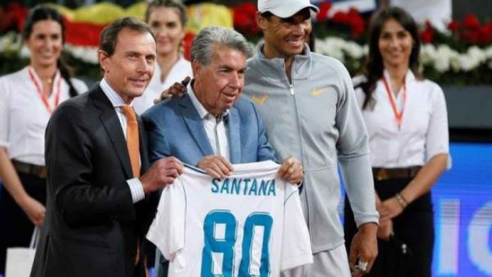 Manolo Santana, Emilio Butragueño y Rafael Nadal