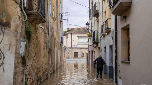 La crecida del río Ebro a su paso por Miranda (Burgos).