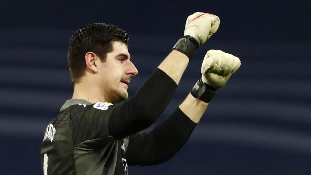 Thibaut Courtois, durante el derbi frente al Atlético.