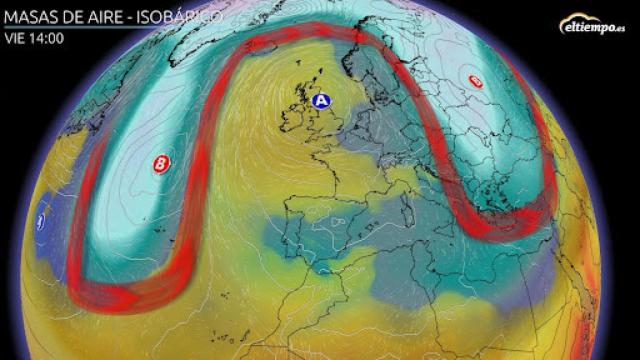 Configuración en omega (Ω): bloqueo atmosférico que afectará a España. Eltiempo.es