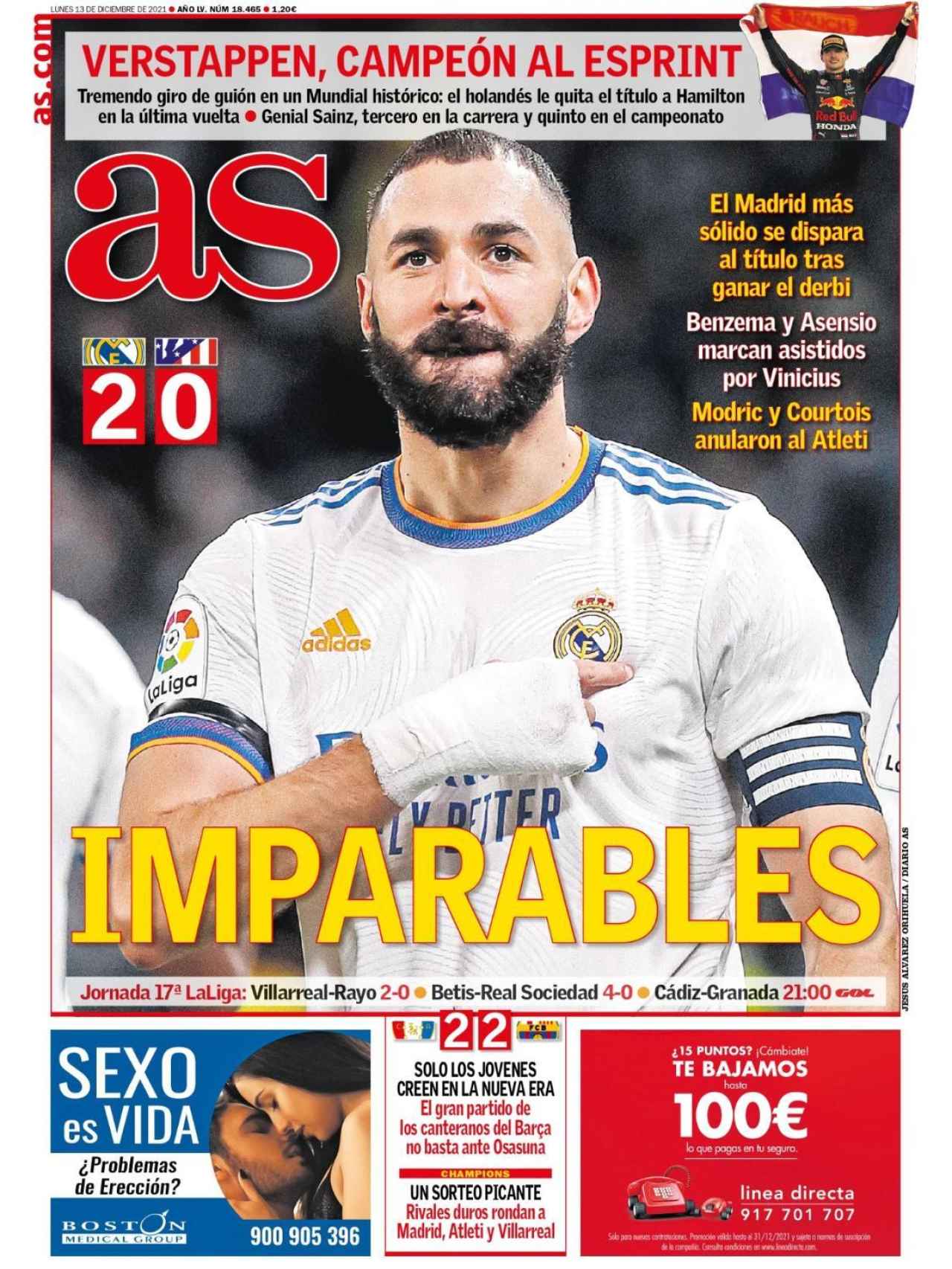 La portada del diario As (13/12/2021)