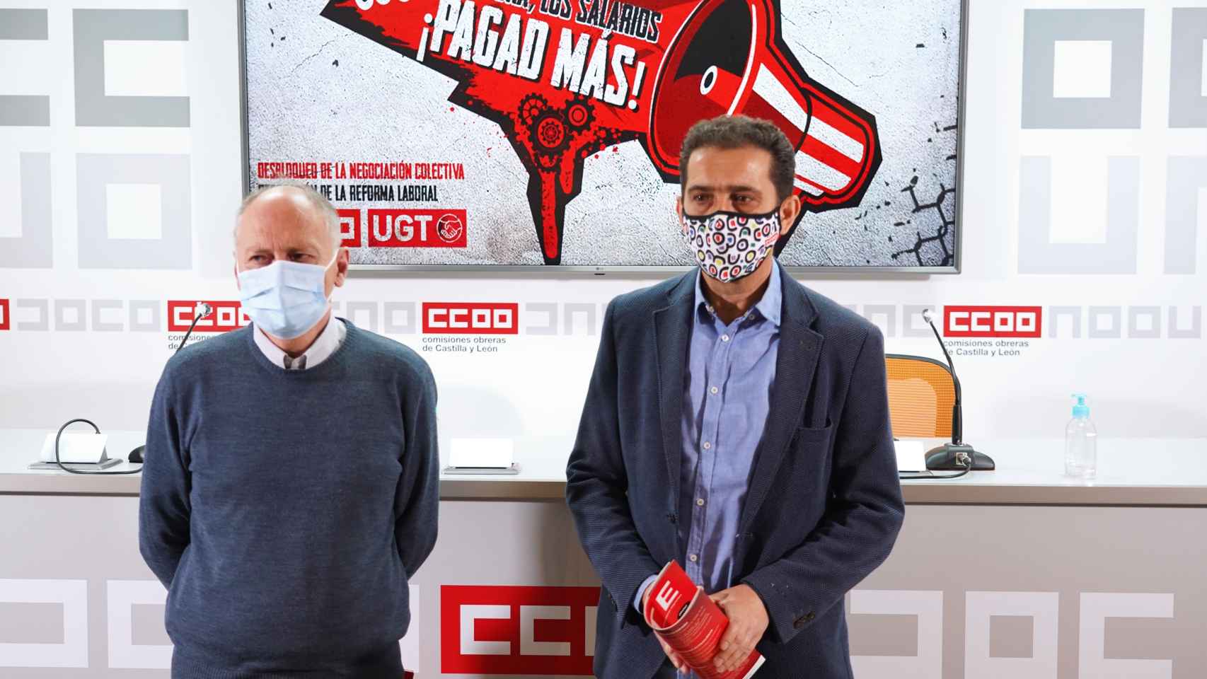 Los secretarios generales de CCOO y UGT, Vicente Andrés y Faustino Temprano