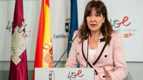 Blanca Fernández consejera portavoz del Gobierno de Castilla-La Mancha, este miércoles en rueda de prensa