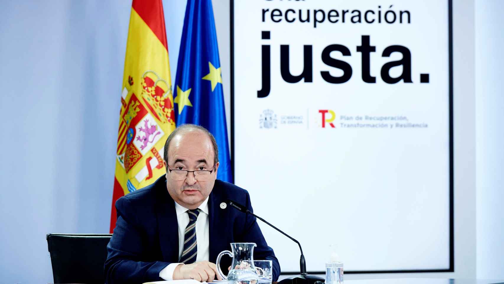 Miquel Iceta, durante una rueda de prensa posterior a un Consejo de Ministros.