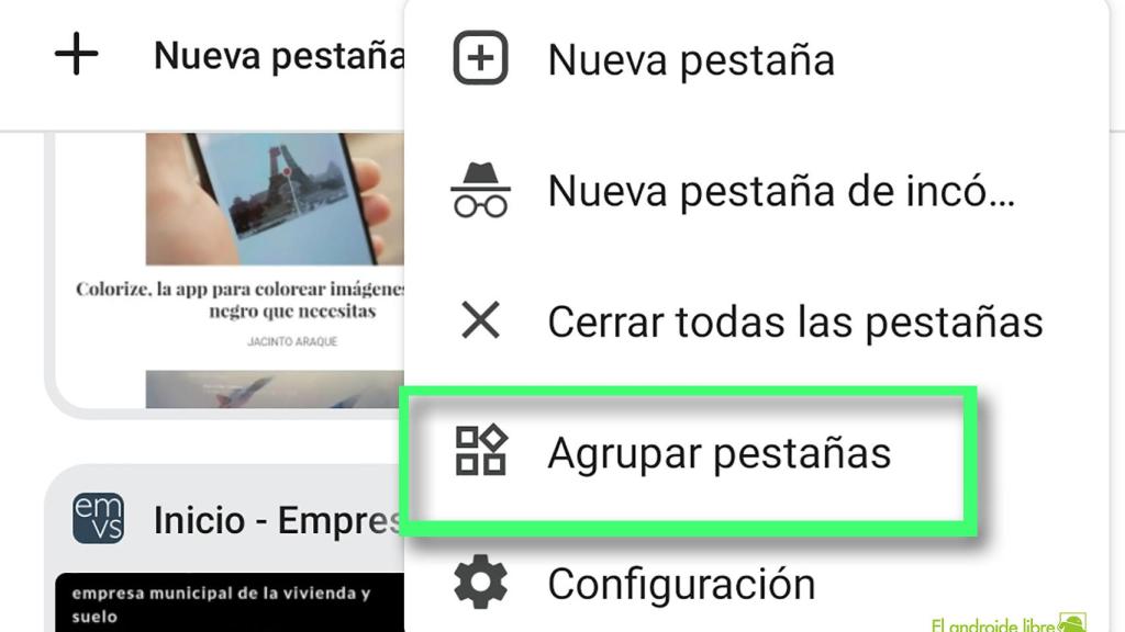 Agrupar pestañas en Chrome