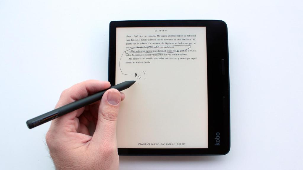 Pantalla del Kobo Sage con el Stylus.