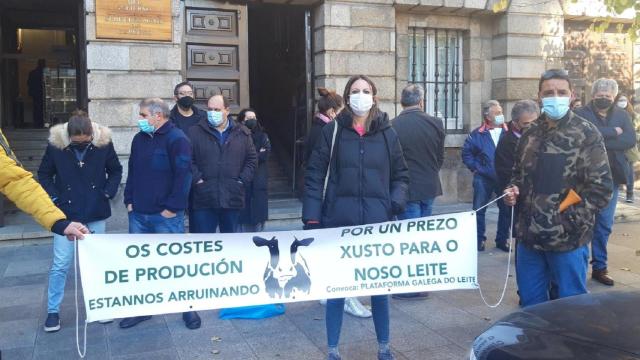 Protesta en A Coruña por un precio justo de la leche.