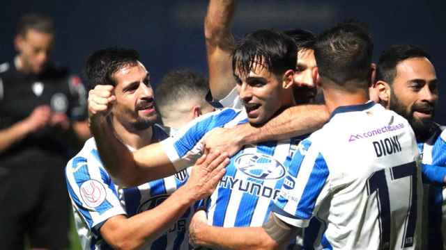 El Atlético Baleares celebra uno de los goles al Getafe.