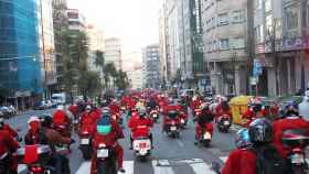 Imagen de una edición anterior de la Papanoelada motera de Vigo.