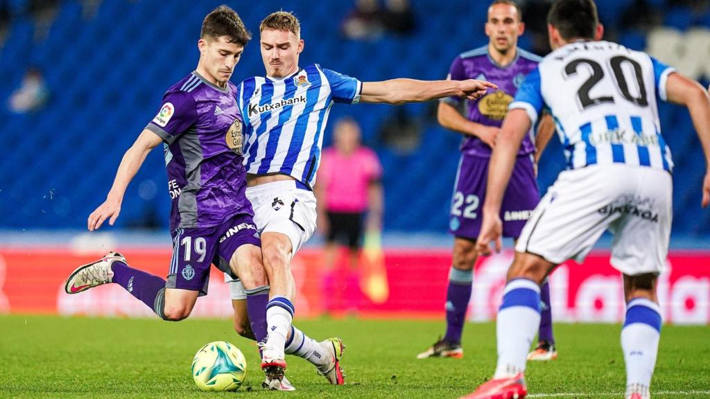 Toni Villa durante el encuentro ante la Real Sociedad B