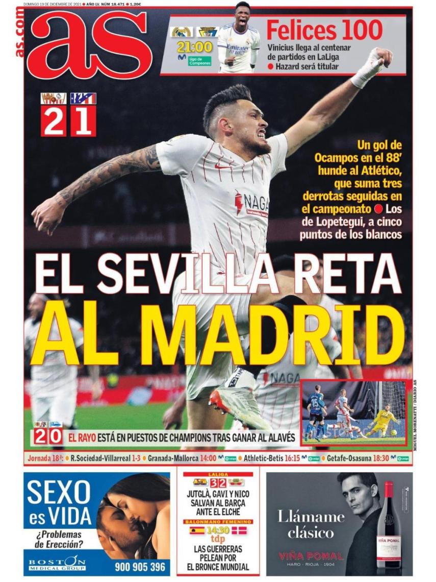 La portada del diario AS (19/12/2021)